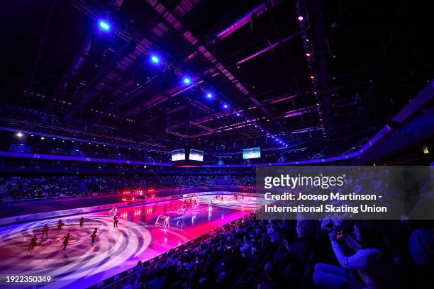 General view inside the arena during the opening of ISU European Figure Skating Championships at Zalgirio Arena on January 10, 2024 in Kaunas,...