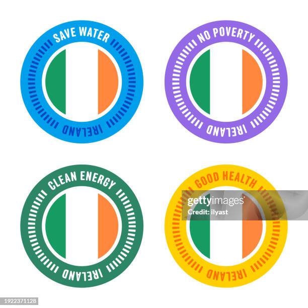 nachhaltigkeitsziele für irland - ehemalige irische währung stock-grafiken, -clipart, -cartoons und -symbole