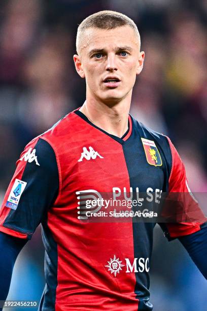 Albert Gudmundsson of Genoa looks on during the Serie A TIM match between Genoa CFC and Torino FC at Stadio Luigi Ferraris on January 13, 2024 in...