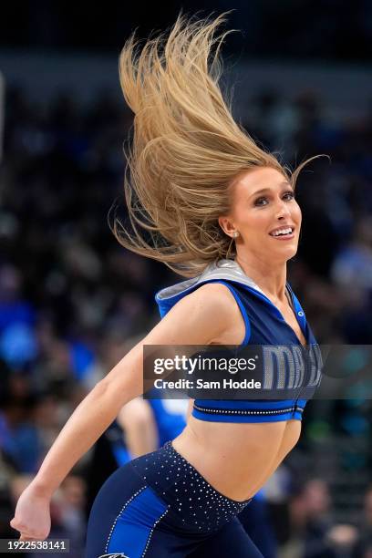 Dallas Mavericks dancer performs during the second half of the game between the Dallas Mavericks and the Memphis Grizzlies at American Airlines...