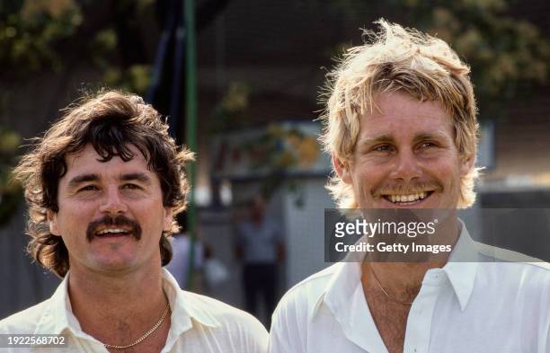 England batsmen Allan Lamb and debutant Chris Smith pictured at Nets prior to the 3rd Cornhill Test Match against New Zealand at Lords on August...
