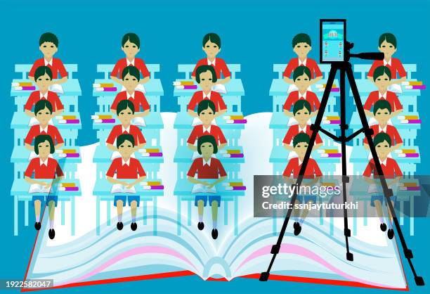 online class , - webinar stock illustrations