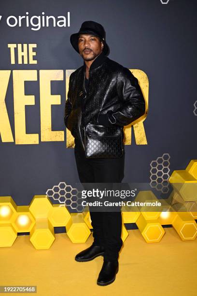 Ashley Walters attends the UK premiere of "The Beekeeper" at Vue Leicester Square on January 10, 2024 in London, England.