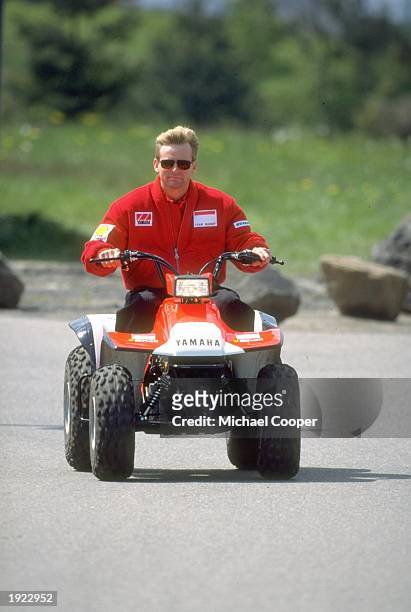 Marlboro Yamaha Boss Wayne Rainey of the USA drives a quad bike during the German Grand Prix at the Nurburgring circuit in Germany. \ Mandatory...