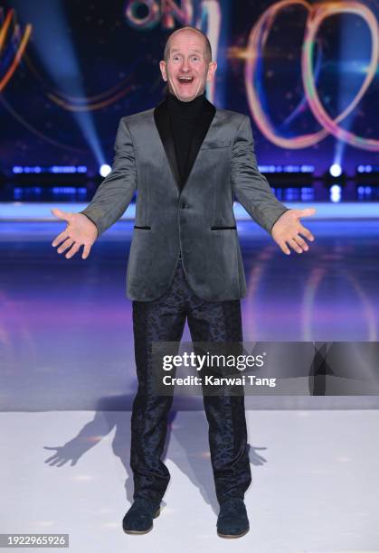 Eddie 'The Eagle' Edwards attends the "Dancing On Ice" photocall at Bovingdon Film Studios on January 10, 2024 in London, England.