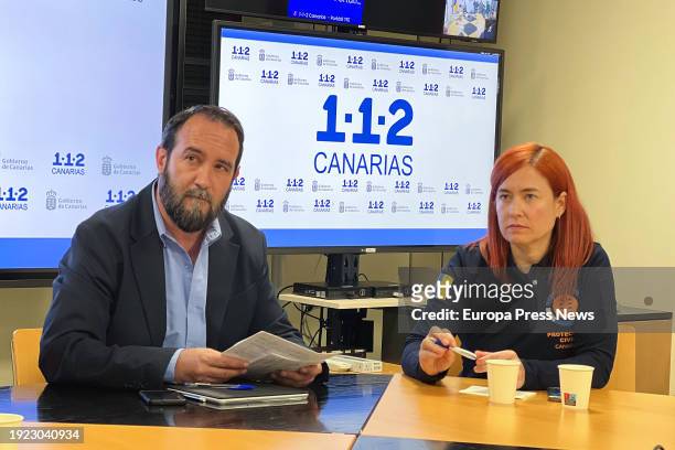 The Deputy Minister of Territorial Cohesion and Water of the Government of the Canary Islands, Marcos Lorenzo, together with the Head of the Civil...