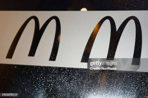 McDonald's logos are seen near the restaurant in Warsaw, Poland on January 13, 2024.
