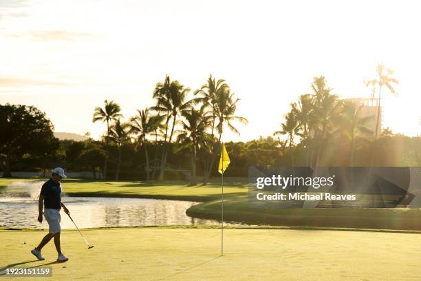 Matt Fitzpatrick of England walks on the third green during the pro-am prior to the Sony Open in Hawaii at Waialae Country Club on January 10, 2024...