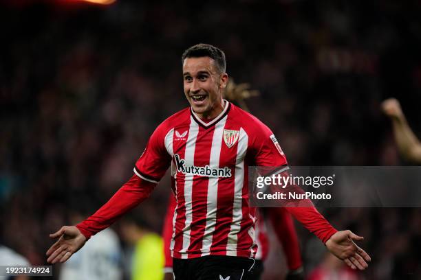 Alex Berenguer Left Winger of Athletic Club and Spain celebrates after scoring his sides first goal during the LaLiga EA Sports match between...