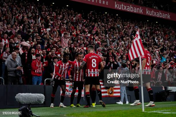 Alex Berenguer Left Winger of Athletic Club and Spain celebrates after scoring his sides first goal during the LaLiga EA Sports match between...