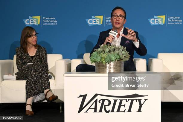 Co-Editor-in-Chief, Variety Cynthia Littleton and President, Roku Media Charlie Collier speak onstage during the Variety Entertainment Summit at CES...