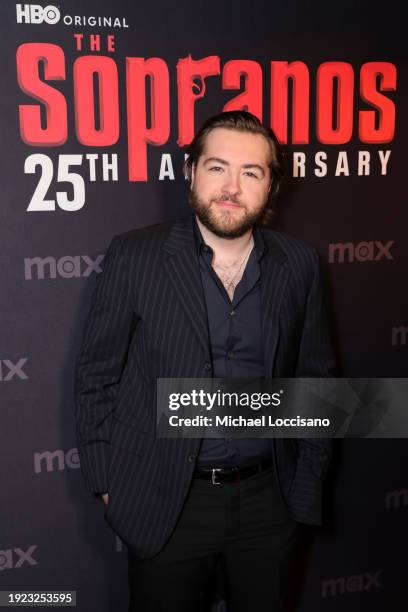 Michael Gandolfini attends HBO's "The Sopranos" 25th Anniversary Celebration on January 10, 2024 at Da Nico Ristorante in New York City.