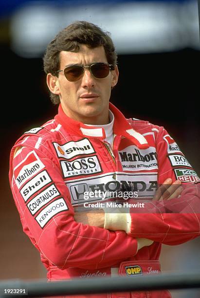 Portrait of McLaren Honda driver Ayrton Senna of Brazil. \ Mandatory Credit: Mike Hewitt/Allsport