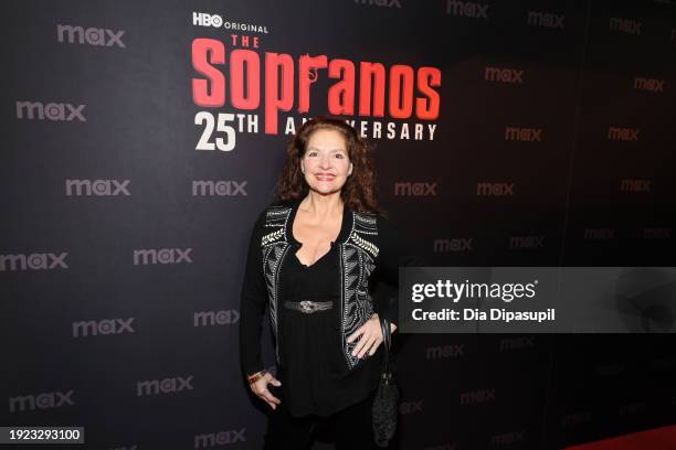 Aida Turturro attends HBO's "The Sopranos" 25th anniversary celebration on January 10, 2024 at Da Nico Ristorante in New York City.