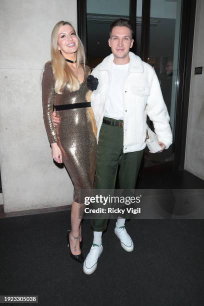 Victoria Brown and Chris Kowalski is seen attending the "Griselda" VIP TV screening at The May Fair Hotel on January 10, 2024 in London, England.