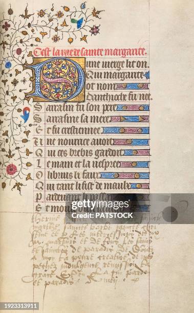 medieval book of matins,  a canonical hour in christian liturgy. - religiös text bildbanksfoton och bilder