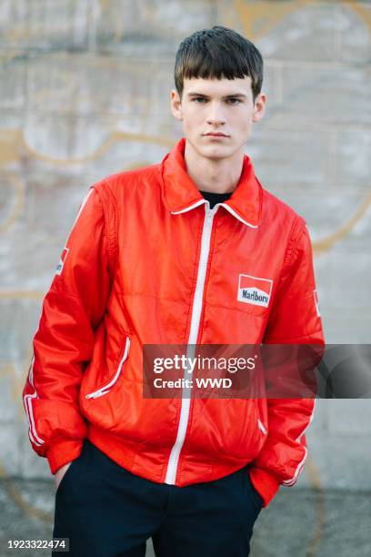 Street style at Milan Men's Fashion Week on January 12, 2024 in Milan, Italy.