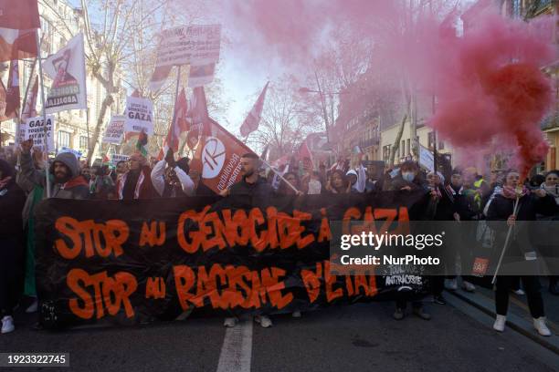 Hundreds of people are demonstrating in Toulouse, France, on January 13 in support of Gazans, the Gaza Strip, and more generally for Palestine. The...