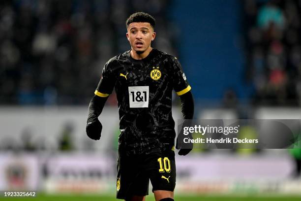Jaden Sancho of Borussia Dortmund reacts during the Bundesliga soccer match between SV Darmstadt 98 and Borussia Dortmund at Merck-Stadion am...