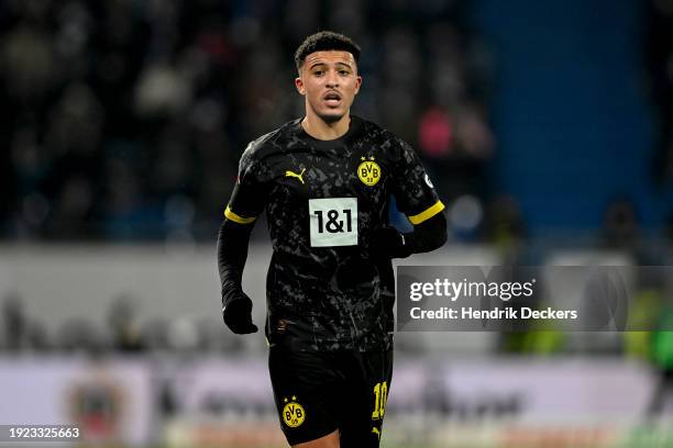 Jaden Sancho of Borussia Dortmund reacts during the Bundesliga soccer match between SV Darmstadt 98 and Borussia Dortmund at Merck-Stadion am...