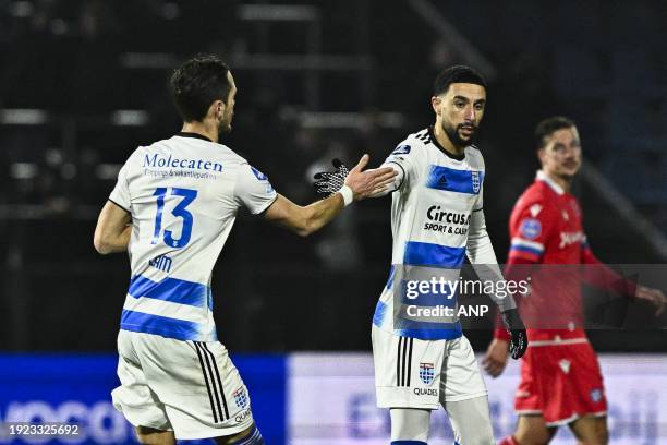 Thomas Lam of PEC Zwolle, Younes Namli of PEC Zwolle during the Dutch Eredivisie match between PEC Zwolle and sc Heerenveen at the MAC3Park stadium...