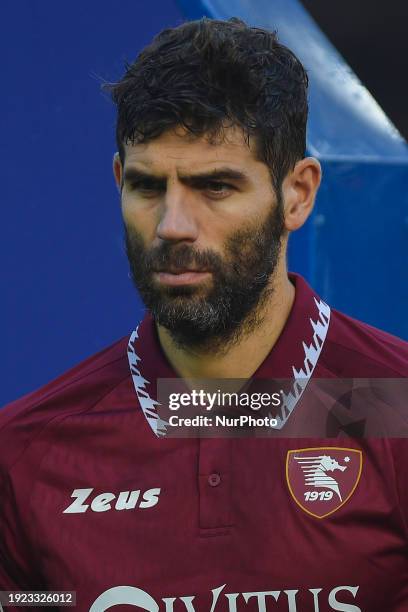 Federico Fazio of US Salernitana during the Serie A TIM match between SSC Napoli and US Salernitana at Stadio Diego Armando Maradona Naples Italy on...