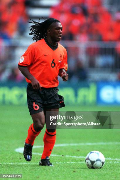 Amsterdam, NETHERLANDS Clarence Seedorf of Netherlands on the ball during the UEFA Euro 2000 Semi Final match between Italy and Netherlands at...