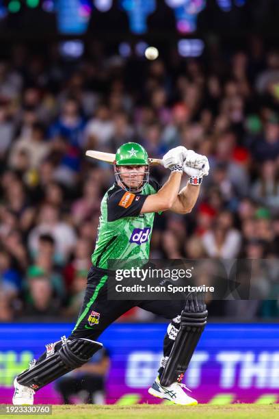 Melbourne Stars player Hilton Cartwright drives during KFC Big Bash League T20 match between Melbourne Renegades and Melbourne Stars at the Marvel...