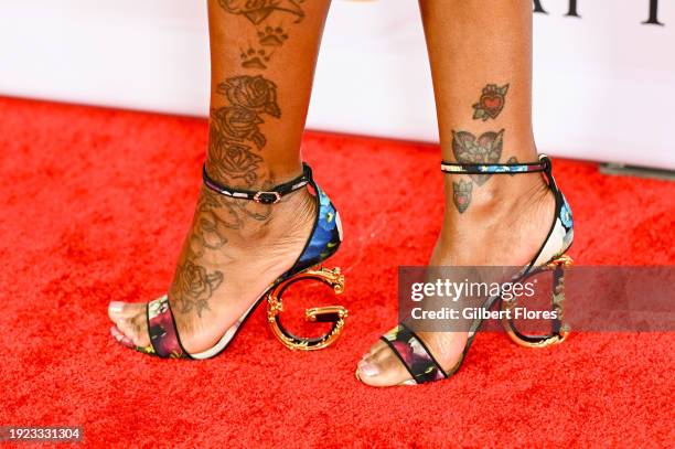 Fantasia Barrino, shoe detail, at the BAFTA Tea Party held at The Maybourne Beverly Hills on January 13, 2024 in Beverly Hills, California.