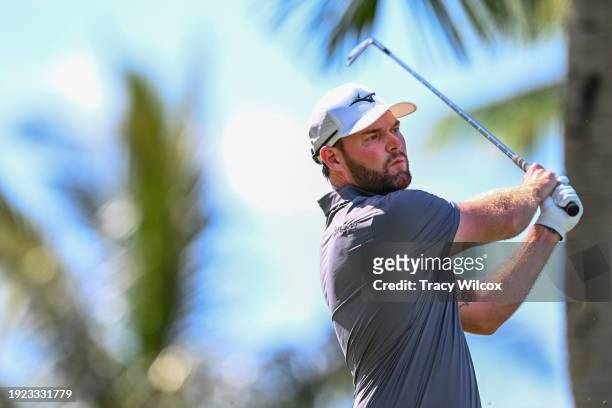 Grayson Murray at the seventh tee during the third round of Sony Open in Hawaii at Waialae Country Club on January 13, 2024 in Honolulu, Hawaii.