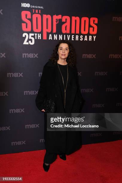 Annabella Sciorra attends HBO's "The Sopranos" 25th Anniversary Celebration on January 10, 2024 at Da Nico Ristorante in New York City.