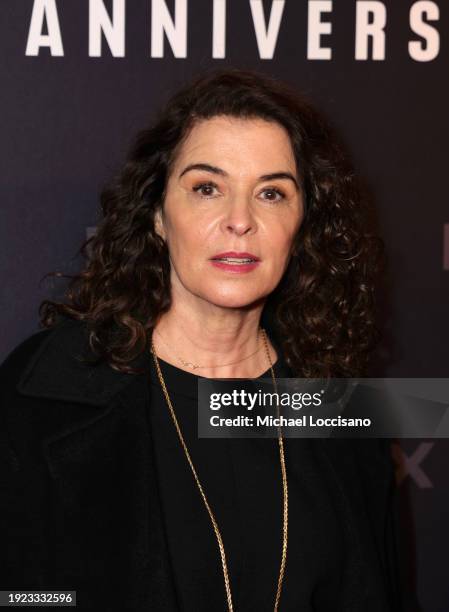 Annabella Sciorra attends HBO's "The Sopranos" 25th Anniversary Celebration on January 10, 2024 at Da Nico Ristorante in New York City.