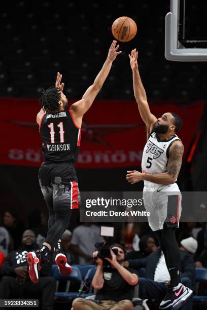 Galen Robinson Jr. #11 of the Birmingham Squadron shoots the ball during the game against the Raptors 905 at Legacy Arena on January 13, 2024 NOTE TO...