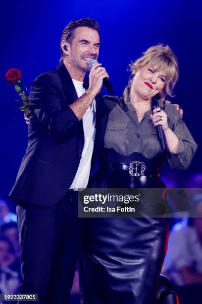 German singer and presenter Florian Silbereisen, and Irish singer Maite Kelly during the Schlagerchampions "Das Groe Fest Der Besten" at Velodrom on...