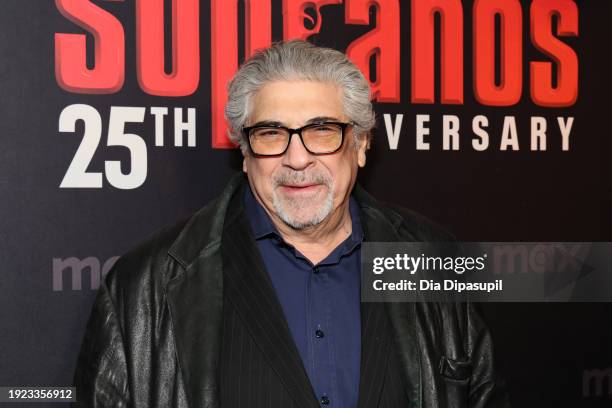 Vincent Pastore attends HBO's "The Sopranos" 25th anniversary celebration on January 10, 2024 at Da Nico Ristorante in New York City.