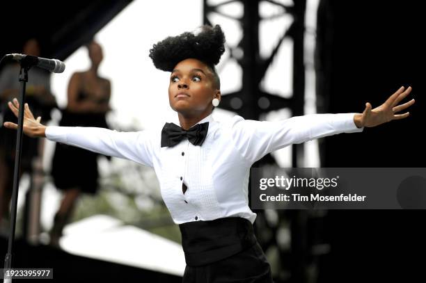 Janelle Monae performs during Voodoo Music & Arts festival 2009 at City Park on October 30, 2009 in New Orleans, Louisiana.