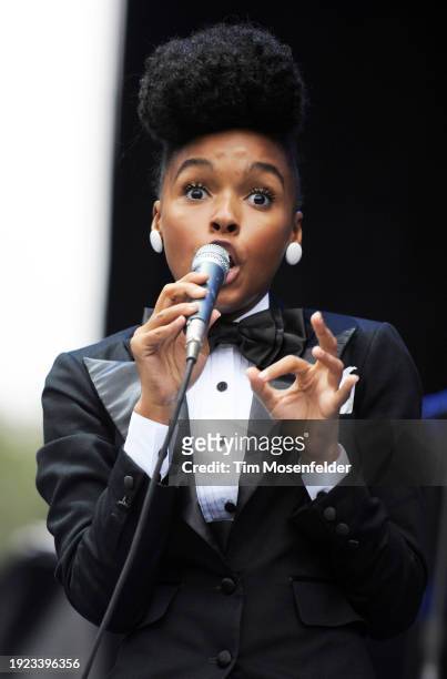 Janelle Monae performs during Voodoo Music & Arts festival 2009 at City Park on October 30, 2009 in New Orleans, Louisiana.