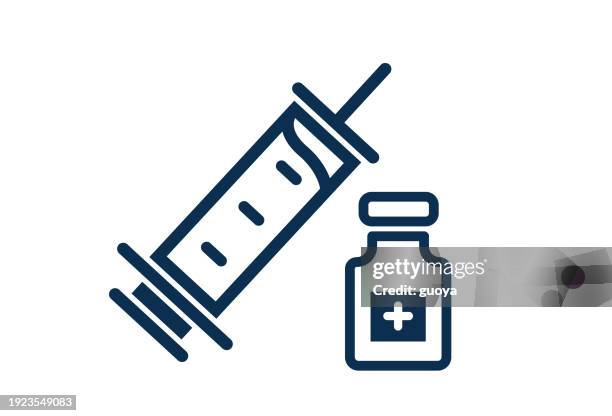 syringe icon. - vaccination centre stock illustrations