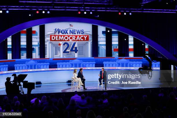 Moderators Martha MacCallum and Bret Baier host a Fox News Town Hall with Republican presidential candidate former President Donald Trump on January...