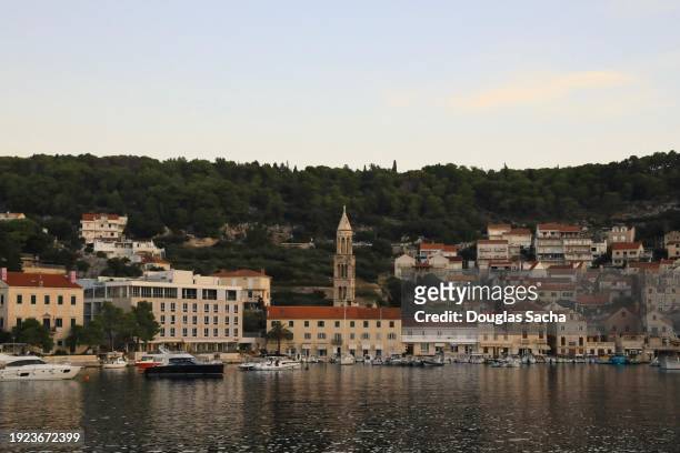 townscape of hvar on the croatian coast - nova gorica stock pictures, royalty-free photos & images