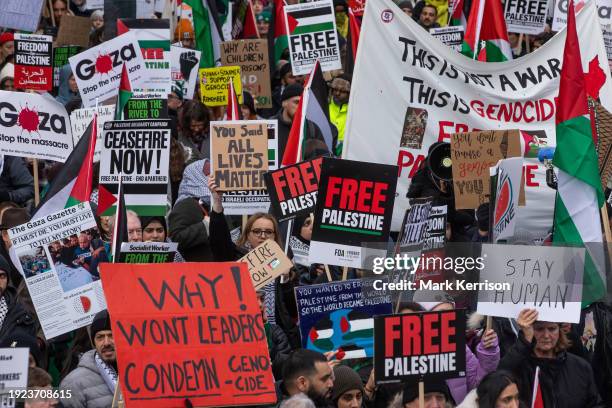 Tens of thousands of pro-Palestinian protesters take part in a Global Day of Action to call for an immediate ceasefire in Gaza on 13th January 2024...