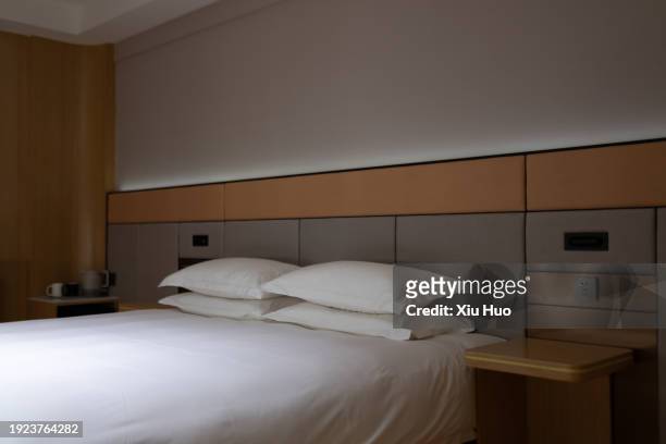 bedding and intelligent control screen at the head of the bed in the bedroom - pillow icon stock pictures, royalty-free photos & images
