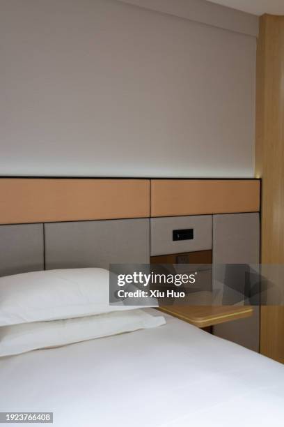 bedding and intelligent control screen at the head of the bed in the bedroom - pillow icon stock pictures, royalty-free photos & images