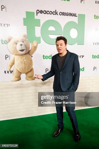 Seth MacFarlane attends the premiere of Peacock's "Ted" at The Grove on January 10, 2024 in Los Angeles, California.