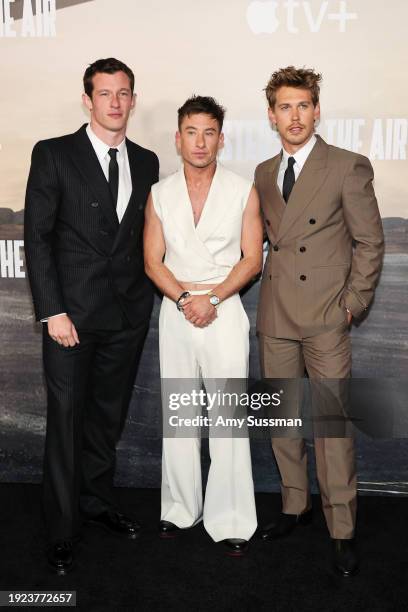 Callum Turner, Barry Keoghan and Austin Butler attend the world premiere of Apple TV+'s "Masters Of The Air" at Regency Village Theatre on January...