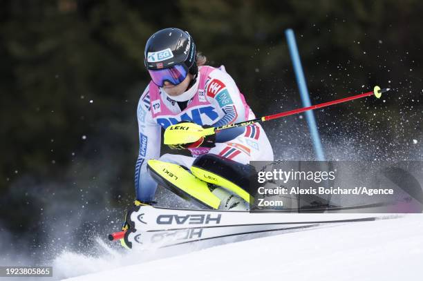 Atle Lie Mcgrath of Team Norway in action during the Audi FIS Alpine Ski World Cup Men's Slalom on January 14, 2024 in Wengen, Switzerland.