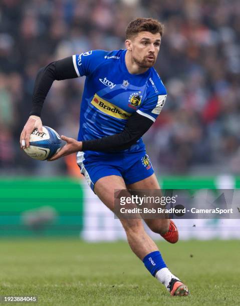 Exeter Chiefs' Henry Slade during the Investec Champions Cup match between Exeter Chiefs and Glasgow Warriors at Sandy Park on January 13, 2024 in...