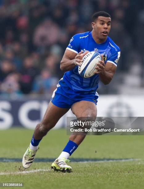 Exeter Chiefs' Immanuel Feyi-Waboso during the Investec Champions Cup match between Exeter Chiefs and Glasgow Warriors at Sandy Park on January 13,...