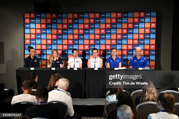 Audrey Cordon Ragot of France and Team Human Powered Health, Alexandra Manly of Australia and Team Liv AlUla Jayco, Amanda Spratt of Australia and...