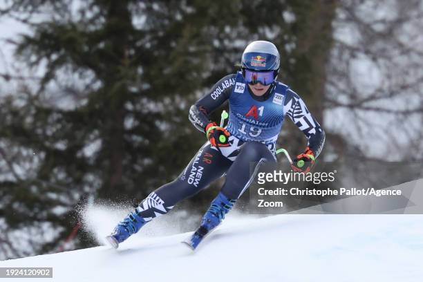 Alice Robinson of Team New Zealand in action during the Audi FIS Alpine Ski World Cup Women's Super G on January 14, 2024 in Zauchensee Austria.